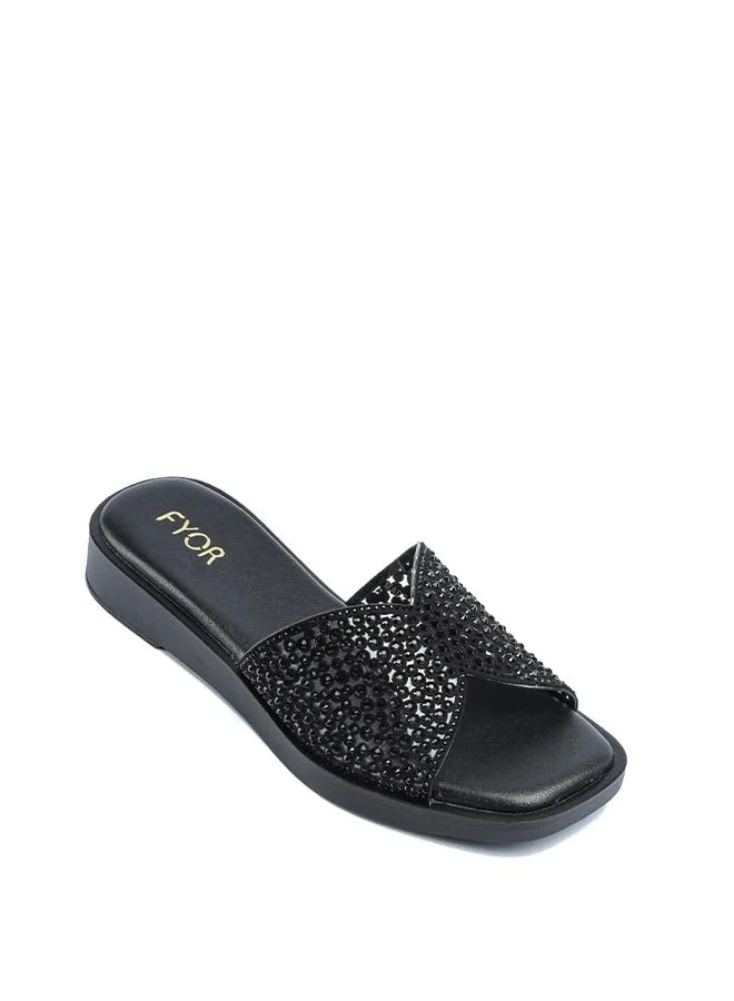 فايور Stylish Crystal-Embellished Platform Slide AJ 020
